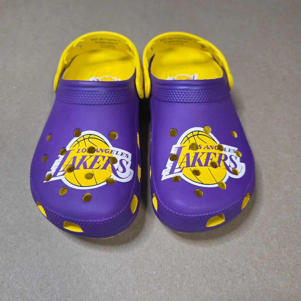 Los Angeles Lakers Crocs w7/M5 unisex purple yellow logos